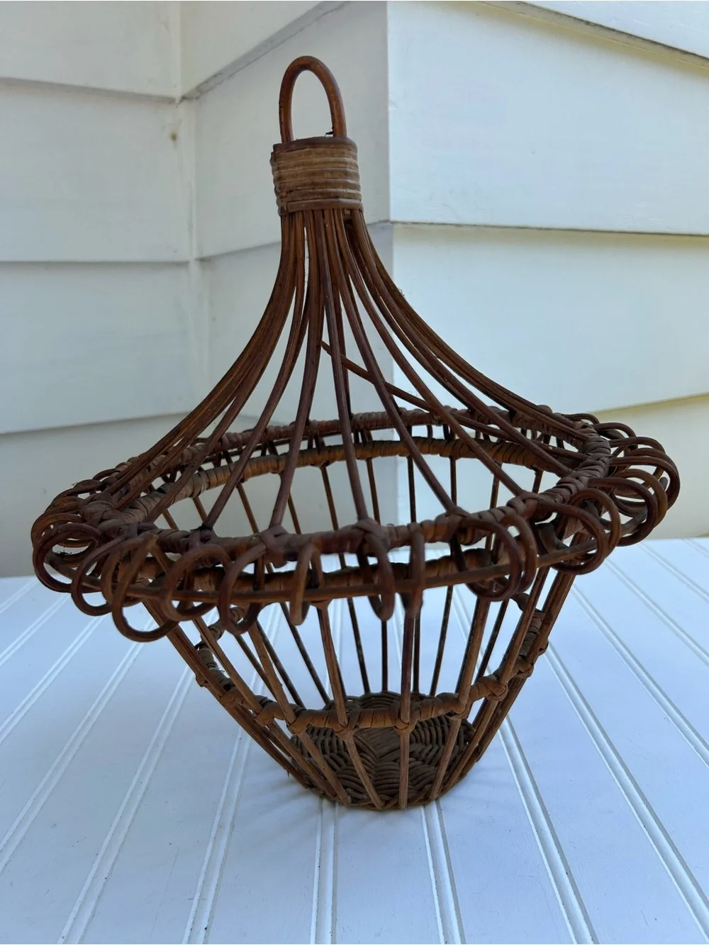 Vintage Basket French Country Woven Hanging Removable Cottagecore Boho 12x16